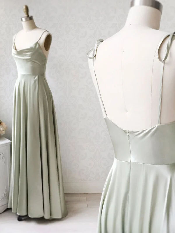 Mega Discounts Gray green long prom dress, Gray green bridesmaid dress,DS1981