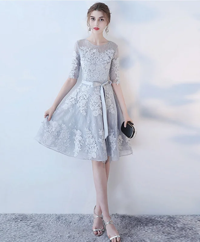 Weekend Special Sale Gray Round Neck Tulle Lace Short Prom Dress Gray Homecoming Dress Weekend Special Sale Gray Round Neck Tulle Lace Short Prom Dress Gray Homecoming Dress