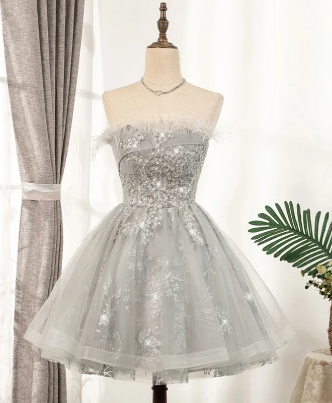 Weekend Price Slash Gray Sweetheart Lace Tulle Short Prom Dress Gray Homecoming Dress Weekend Price Slash Gray Sweetheart Lace Tulle Short Prom Dress Gray Homecoming Dress