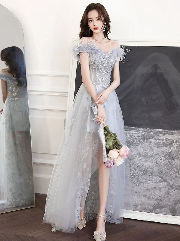 Weekend Shopping Fiesta Gray Sweetheart Neck Tulle Long Prom Dress, Gray Evening Dress Weekend Shopping Fiesta Gray Sweetheart Neck Tulle Long Prom Dress, Gray Evening Dress