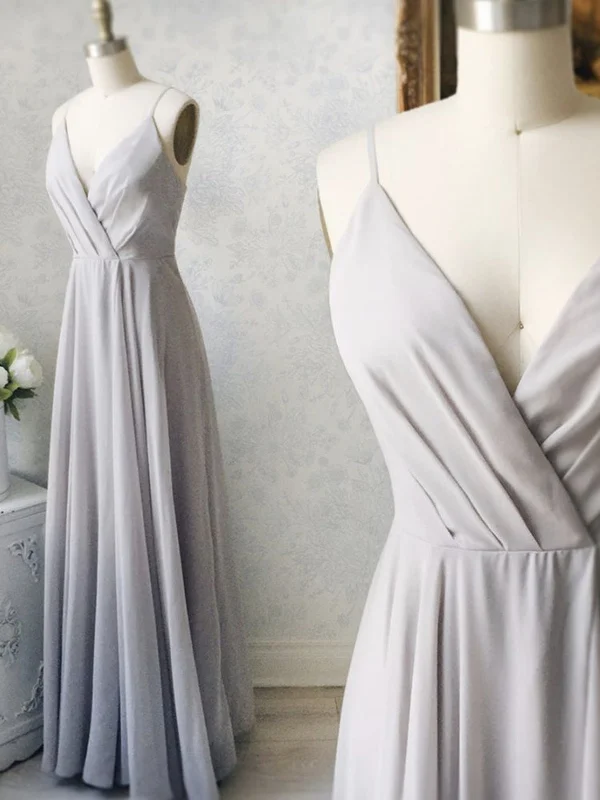 Hot Sale Items Gray V Neck Chiffon Long Prom Dresses, Gray V Neck Long Formal Bridesmaid Dresses Hot Sale Items Gray V Neck Chiffon Long Prom Dresses, Gray V Neck Long Formal Bridesmaid Dresses