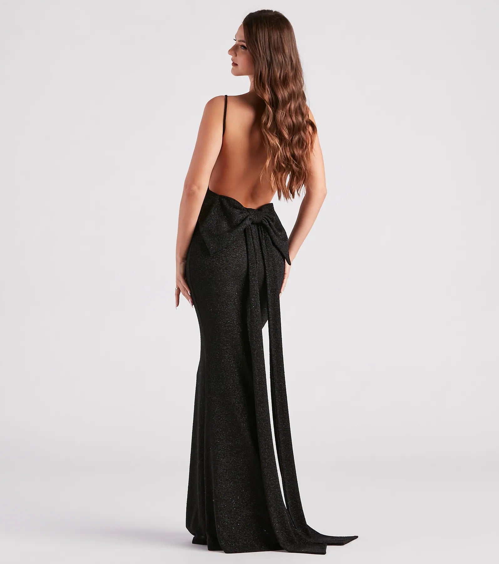 Price Slash Event Gwendolyn Glitter Knit Bow-Back Mermaid Dress