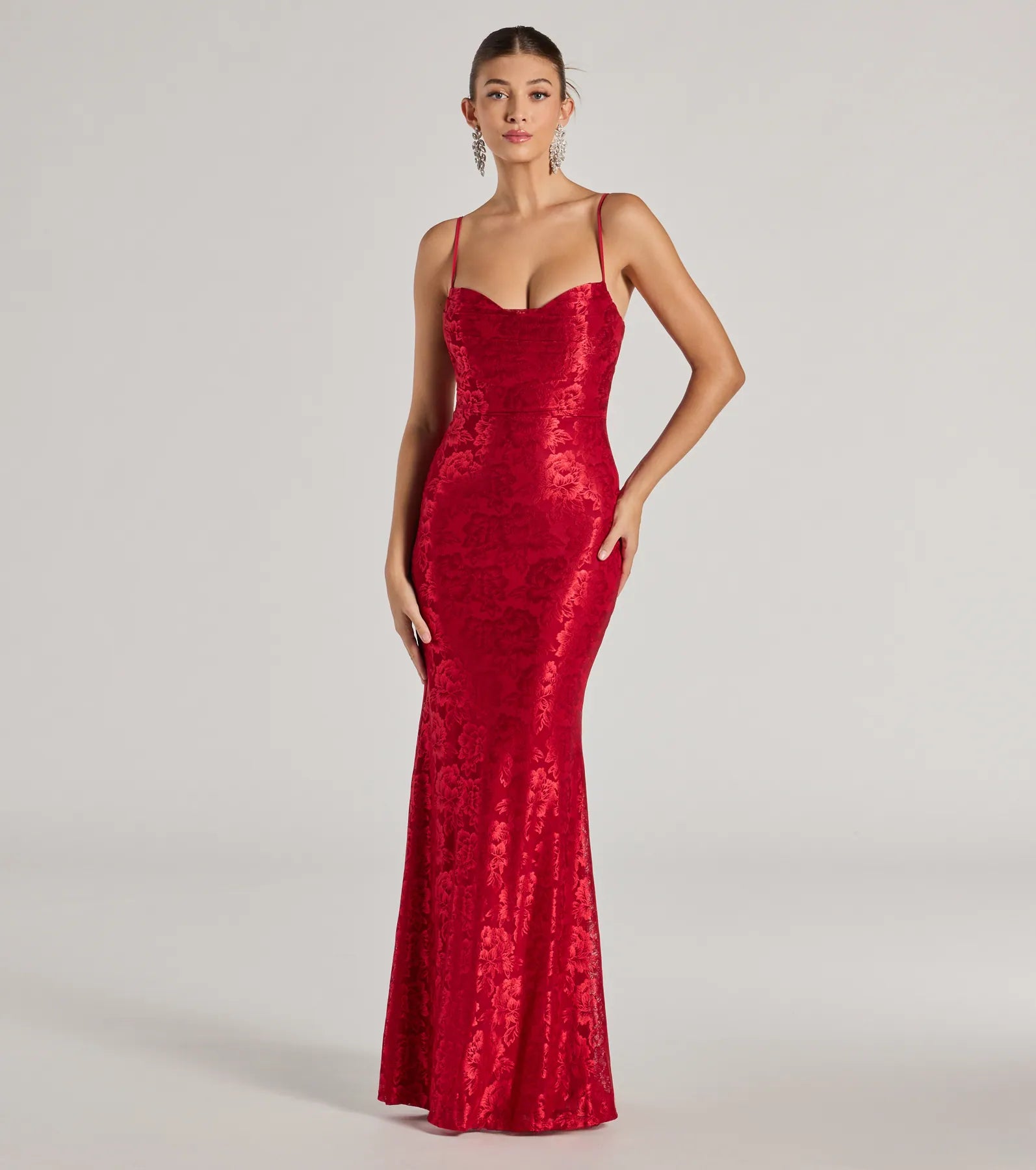 Sale of the Year Haisley Open Back Floral Lace Mermaid Dress