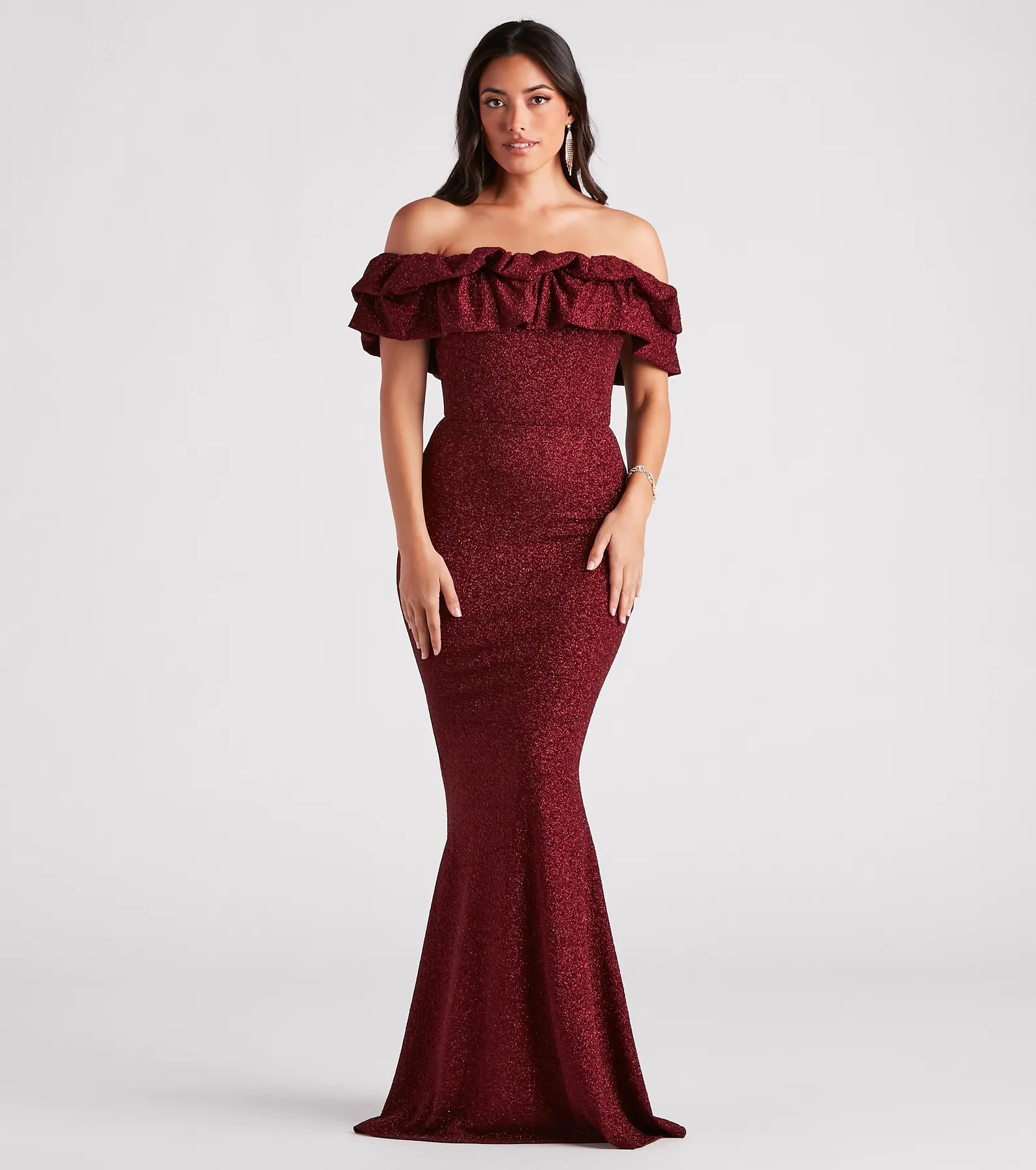 Weekend Steal of the Day Halsey Formal Glitter Ruffled Mermaid Dress