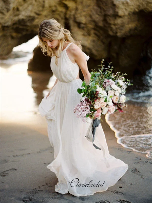 Weekend Flash Sale Halter Strap Casual Wedding Dress for Beach, Unique Fashion Custom Wedding Dresses Weekend Flash Sale Halter Strap Casual Wedding Dress for Beach, Unique Fashion Custom Wedding Dresses