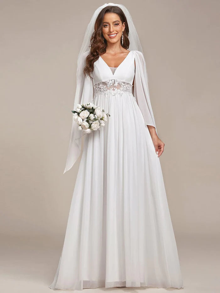 Weekend Deals You’ve Been Waiting For Illusion Lace V-Neck Cape Sleeves A-Line Wedding Dress Weekend Deals You’ve Been Waiting For Illusion Lace V-Neck Cape Sleeves A-Line Wedding Dress