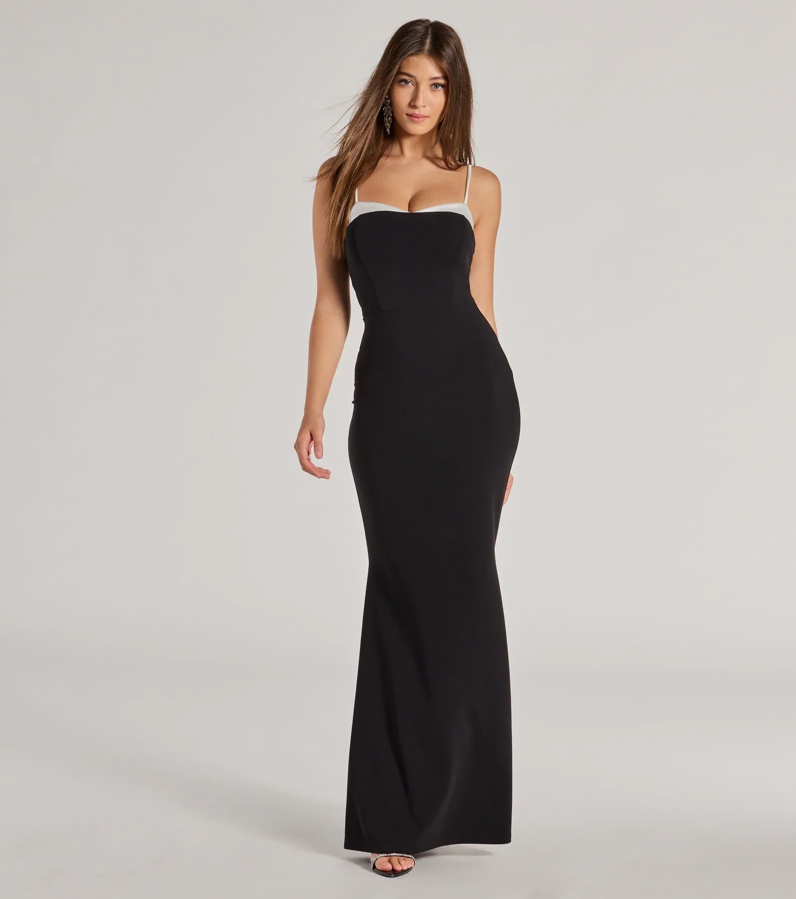 Hurry, While Stocks Last Irie Contrast Trim Long Crepe Mermaid Dress