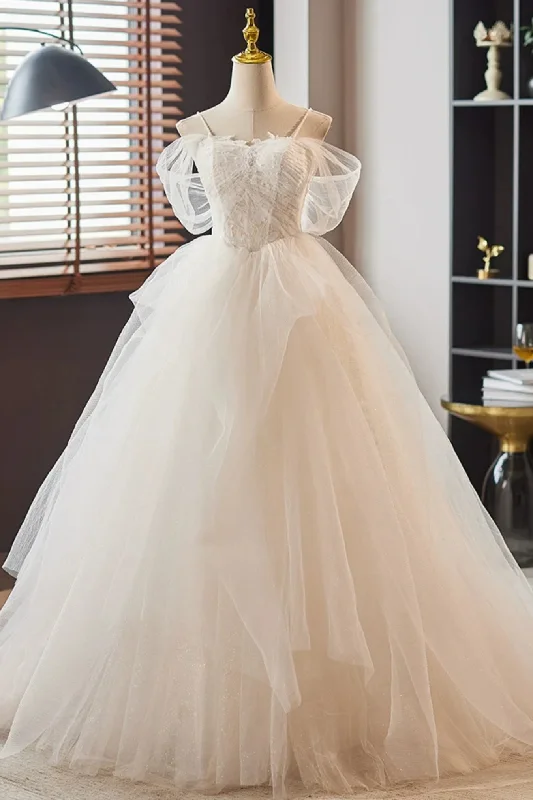 Exclusive Weekly Sale Ivory Tulle Off Shoulder Beaded Lace Long Prom Dresses, Ivory Lace Formal Evening Dresses, Ivory Wedding Dresses WT1384 Exclusive Weekly Sale Ivory Tulle Off Shoulder Beaded Lace Long Prom Dresses, Ivory Lace Formal Evening Dresses, Ivory Wedding Dresses WT1384