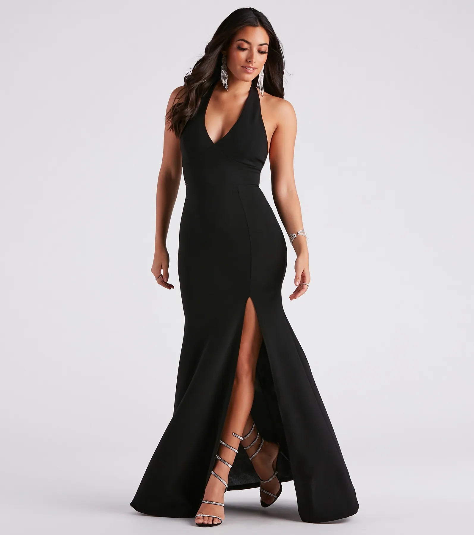 Instant Discount Kaiya Formal Crepe Halter Dress