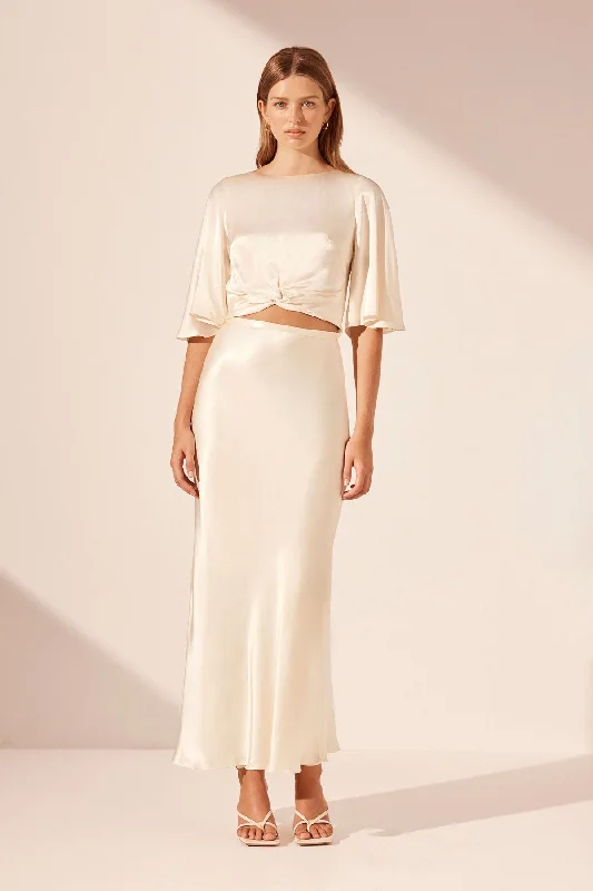 Shop Now and Save LA LUNE BIAS MAXI SKIRT - CREAM