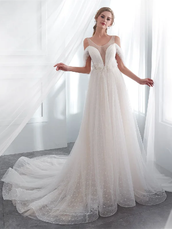 Weekend Hot Prices Light Champagne Tulle Lace Long Beach Wedding Dress Bridal Dresses Weekend Hot Prices Light Champagne Tulle Lace Long Beach Wedding Dress Bridal Dresses