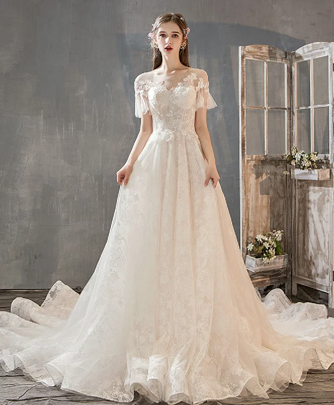 Time-Sensitive Offer Light Champagne Tulle Lace Long Wedding Dress, Lace Bridal Dress Time-Sensitive Offer Light Champagne Tulle Lace Long Wedding Dress, Lace Bridal Dress