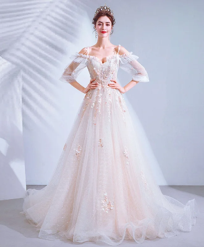 Shop & Save Today Light Pink Tulle Lace Long Prom Dress Lace Long Evening Dress