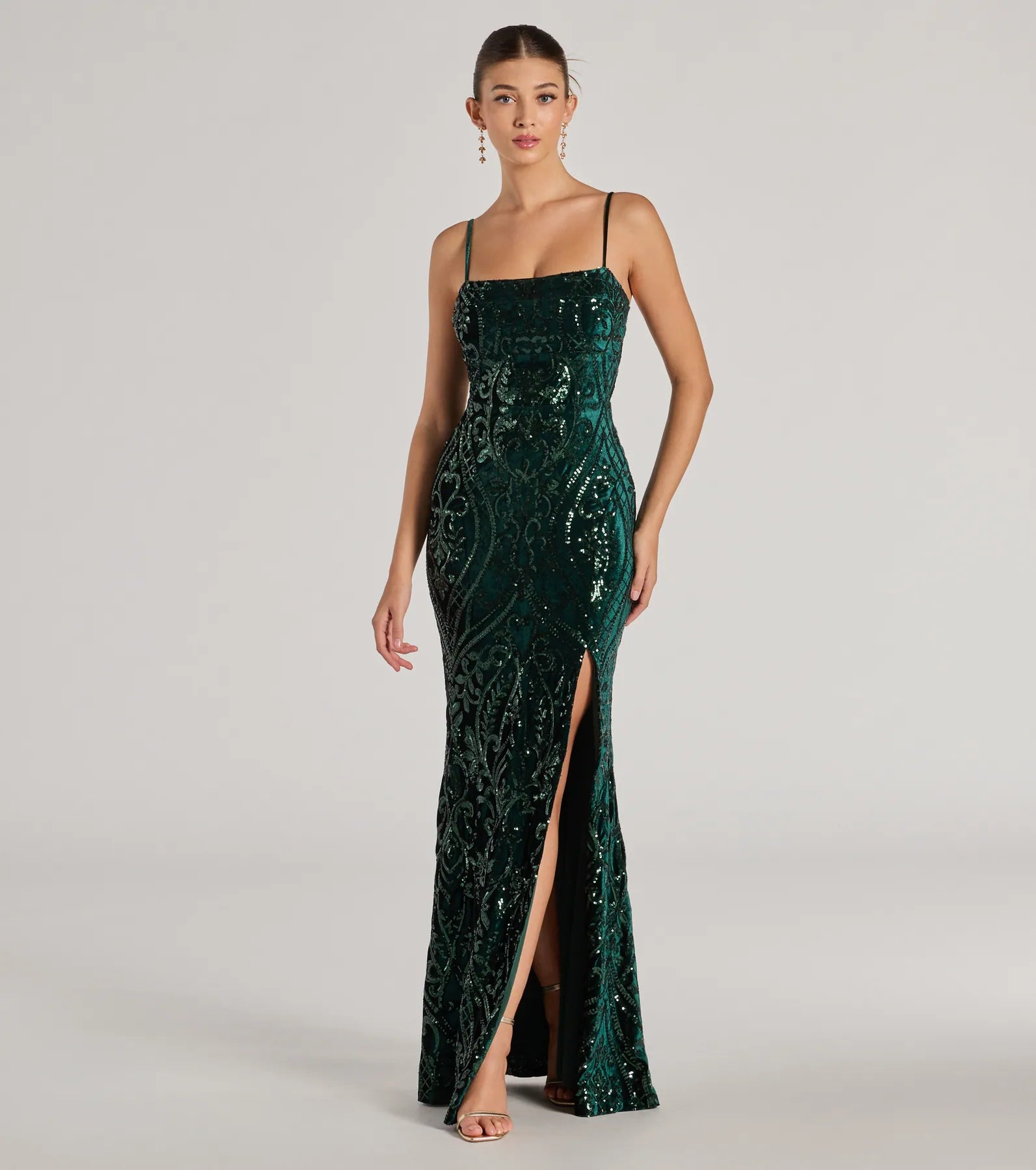 Weekend Shopping Madness Lilia Sequin Velvet High Slit Mermaid Dress