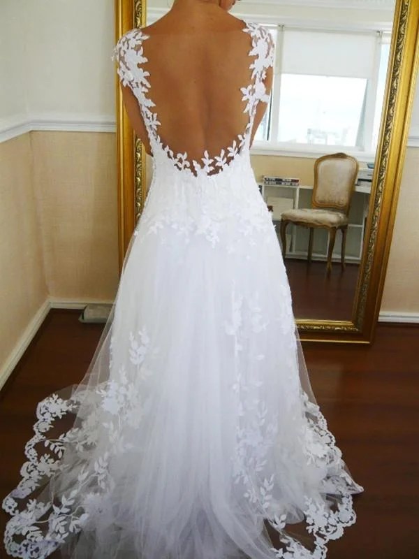 Only for You Long Ball Gown Backless Lace Wedding Dresses, White Prom Dress, Formal Dresses, Backless Lace Bridal Dress Only for You Long Ball Gown Backless Lace Wedding Dresses, White Prom Dress, Formal Dresses, Backless Lace Bridal Dress