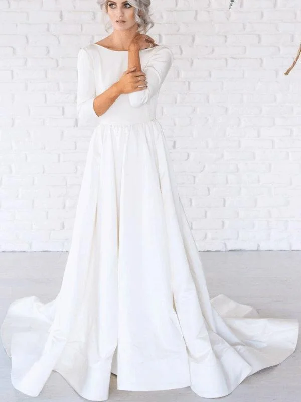 Weekend Special Discounts Long Sleeves Jersey Simple Design Wedding Dresses