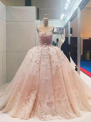 Weekend Hot Deals Luxury Wedding Dresses Pearl Pink Ball Gown Sweep/Brush Train Bridal Gown JKW104 Weekend Hot Deals Luxury Wedding Dresses Pearl Pink Ball Gown Sweep/Brush Train Bridal Gown JKW104
