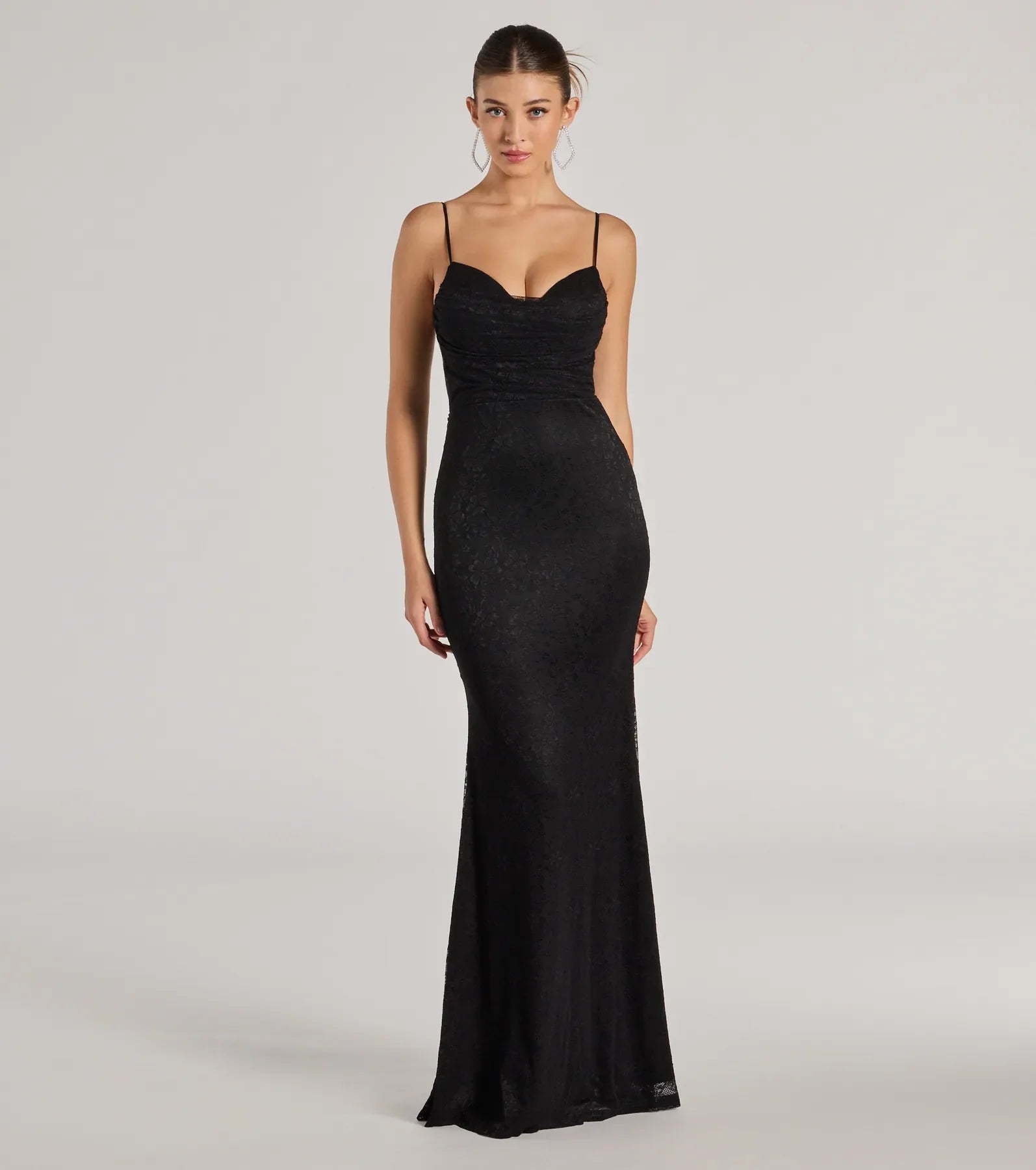 Unbeatable Offer Lylah Lace Cowl Neck Mermaid Dress