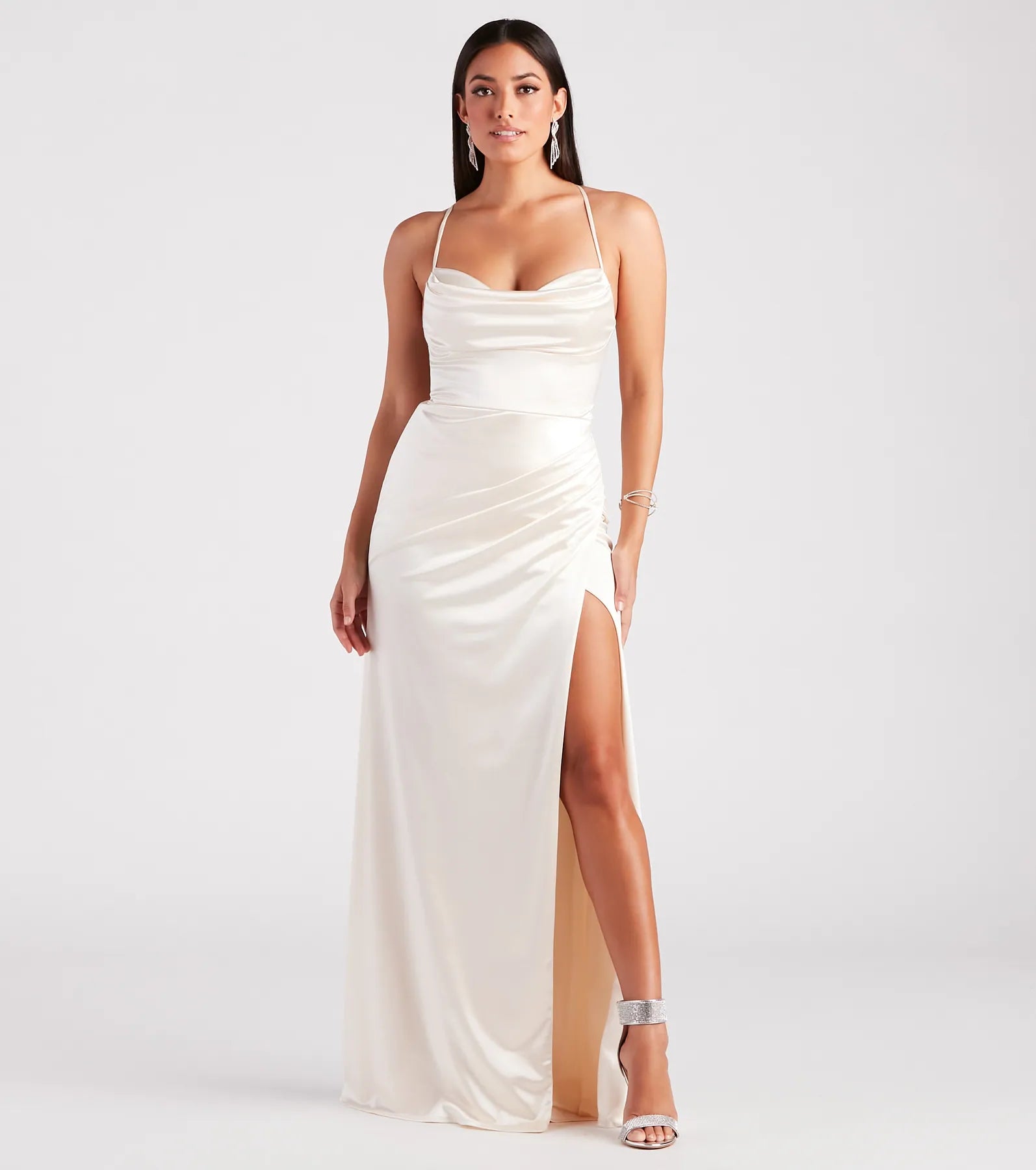 Best Price Ever Melinda Formal Satin Lace-Up Mermaid Dress