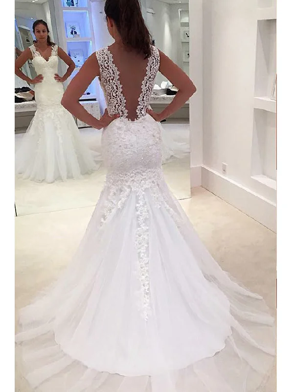 Shop Now and Save Mermaid Wedding Dresses Straps Sweep Train Appliques Sexy Bridal Gown JKW148 Shop Now and Save Mermaid Wedding Dresses Straps Sweep Train Appliques Sexy Bridal Gown JKW148