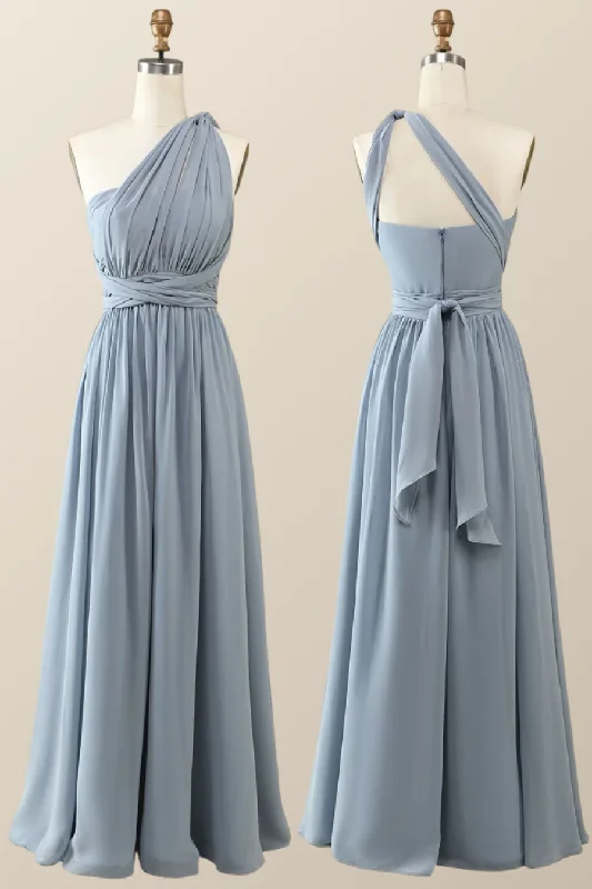 Weekend Exclusive Bargains Misty Blue Chiffon A-Line Convertible Long Party Dress Bridesmaid Dress,DP1816 Weekend Exclusive Bargains Misty Blue Chiffon A-Line Convertible Long Party Dress Bridesmaid Dress,DP1816