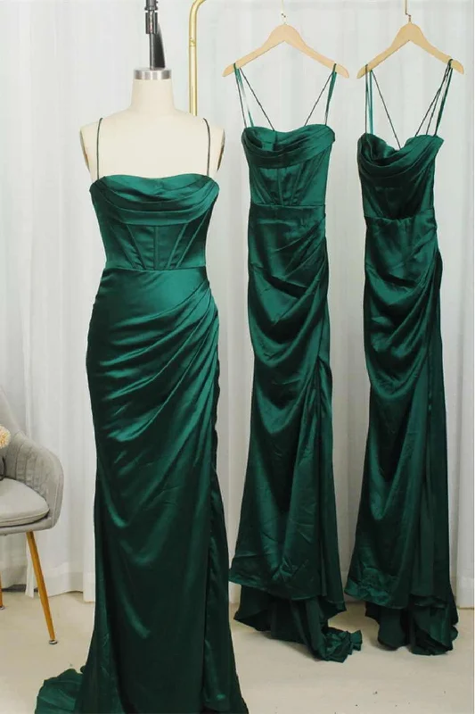 Weekend Buy More Save More Modest Satin Dark Green Mermaid Bridesmaid Dresses Straps Wedding Guest Dress Weekend Buy More Save More Modest Satin Dark Green Mermaid Bridesmaid Dresses Straps Wedding Guest Dress