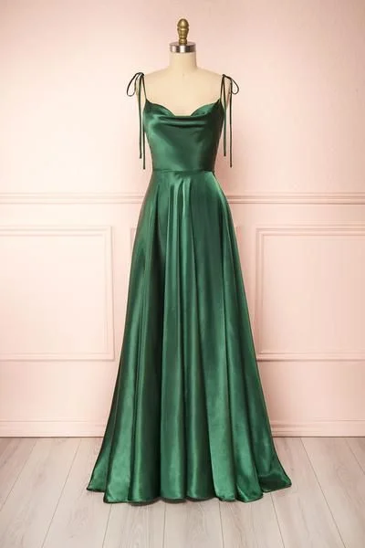 Weekend Offers You Love Green Straps A-Line Cowl Neck Satin Maxi Dress Bridesmaid Dress,DS4988 Weekend Offers You Love Green Straps A-Line Cowl Neck Satin Maxi Dress Bridesmaid Dress,DS4988