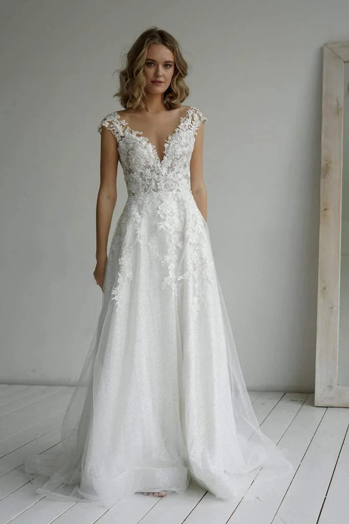 Shop & Save More Noble A-line elegant and sparkling fabric sweet and ground length wedding dress Shop & Save More Noble A-line elegant and sparkling fabric sweet and ground length wedding dress