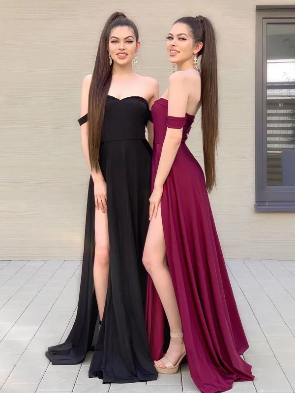 Weekend Specials Galore Off the Shoulder Black/Burgundy Long Prom Dresses, Off Shoulder Black/Burgundy Chiffon Bridesmaid Formal Dresses Weekend Specials Galore Off the Shoulder Black/Burgundy Long Prom Dresses, Off Shoulder Black/Burgundy Chiffon Bridesmaid Formal Dresses