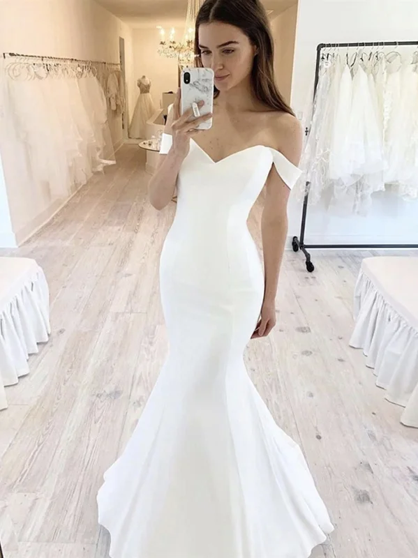 Weekend Price Slash Off the Shoulder White Mermaid Wedding Prom Dresses, White Mermaid Formal Evening Dresses Weekend Price Slash Off the Shoulder White Mermaid Wedding Prom Dresses, White Mermaid Formal Evening Dresses