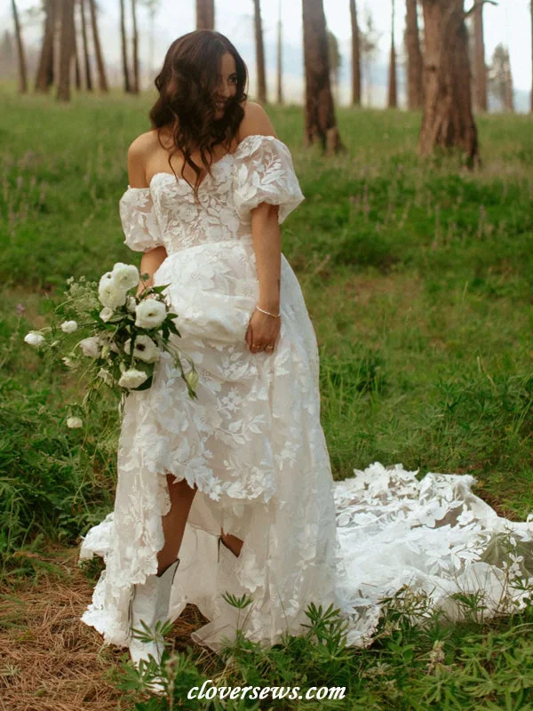 Weekend Deals You’ve Been Waiting For Off White Fully Lace Off The Shoulder Sweetheart A-line Mountain Wedding Dresses, CW0404 Weekend Deals You’ve Been Waiting For Off White Fully Lace Off The Shoulder Sweetheart A-line Mountain Wedding Dresses, CW0404