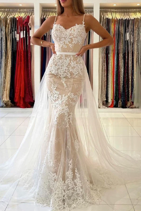 Weekend Hot Picks Open Back Mermaid Champagne Lace Long Prom Dresses, Champagne Lace Wedding Dresses, Mermaid Champagne Formal Evening Dresses Weekend Hot Picks Open Back Mermaid Champagne Lace Long Prom Dresses, Champagne Lace Wedding Dresses, Mermaid Champagne Formal Evening Dresses