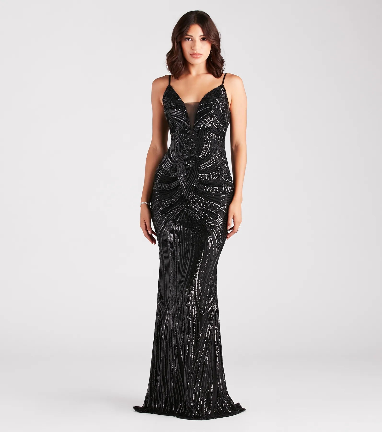 Shop & Save Big Pauline Formal Sequin Draped Bead Mermaid Dress