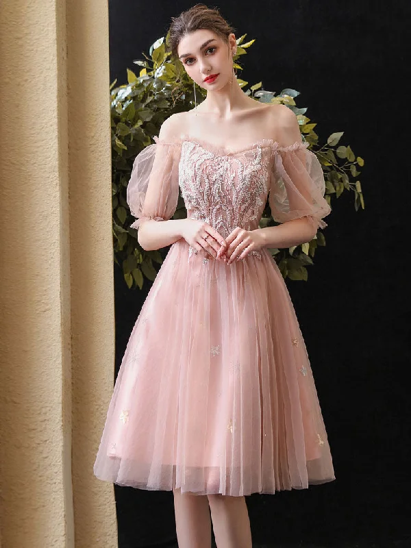 Weekend Low Prices Pink Sweetheart Neck Tulle Lace Short Prom Dress, Pink Lace Homecoming Dress Weekend Low Prices Pink Sweetheart Neck Tulle Lace Short Prom Dress, Pink Lace Homecoming Dress