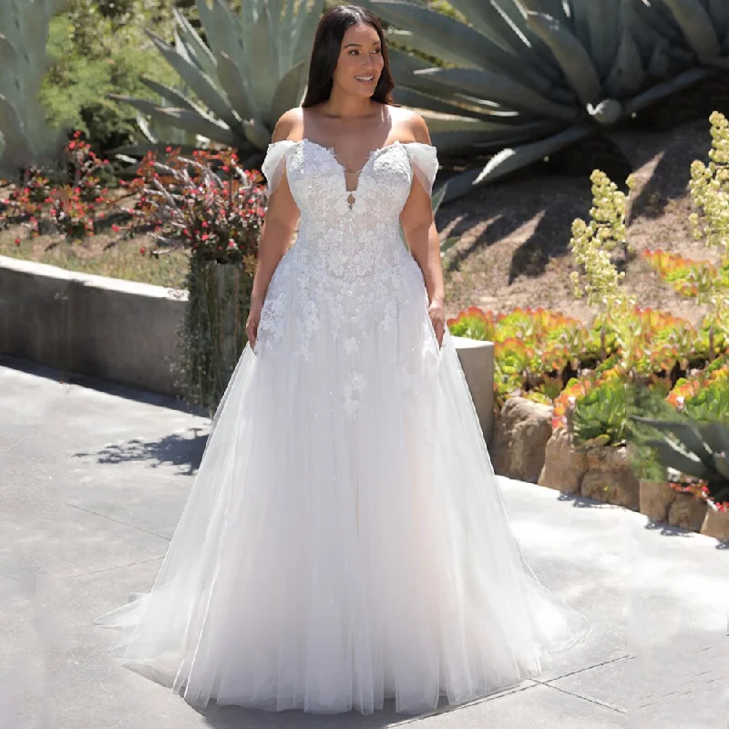 Flash Sale Plus Size Bridal Gown Tulle Lace Wedding Dresses WD1012