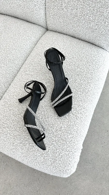 Exclusive Pricing Reyes Heel - Black Crinkle Diamante
