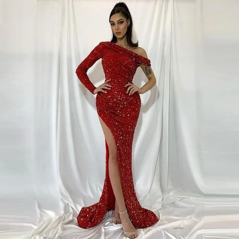 Weekend Deals Galore Robe De Marrige Modern Prom Dresses Off Shoulder Sexy High Side Split Cocktail Party Evening Gowns Long Sequined for Bridesmaid,LW036 Weekend Deals Galore Robe De Marrige Modern Prom Dresses Off Shoulder Sexy High Side Split Cocktail Party Evening Gowns Long Sequined for Bridesmaid,LW036