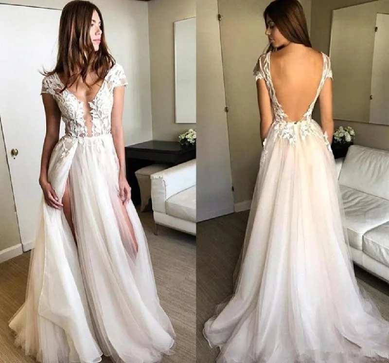 Don’t Miss These Deals Round Neck Cap Sleeves Backlesss Lace Wedding Dresses, Ivory Backless Lace Prom Dresses Evening Dresses,DS1791 Don’t Miss These Deals Round Neck Cap Sleeves Backlesss Lace Wedding Dresses, Ivory Backless Lace Prom Dresses Evening Dresses,DS1791