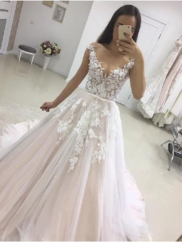 Limited-Time Bargains Round Neck Cap Sleeves Lace Wedding Dresses, See Through White Lace Prom Dresses, Evening Formal Dresses,DS1815 Limited-Time Bargains Round Neck Cap Sleeves Lace Wedding Dresses, See Through White Lace Prom Dresses, Evening Formal Dresses,DS1815