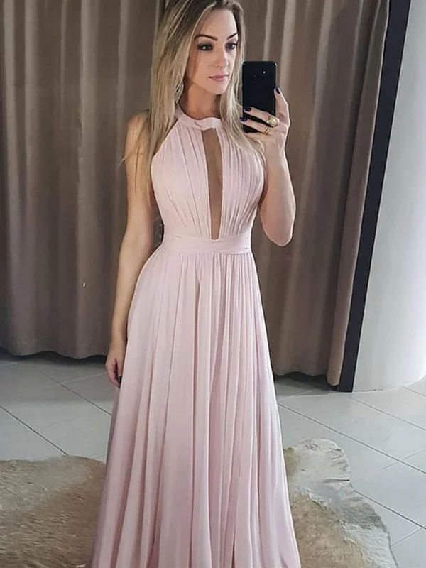 Weekend Savings Mania Round Neck Pink Chiffon Prom Dresses Long, Pink Floor Length Bridesmaid Dresses Formal Dresses Weekend Savings Mania Round Neck Pink Chiffon Prom Dresses Long, Pink Floor Length Bridesmaid Dresses Formal Dresses