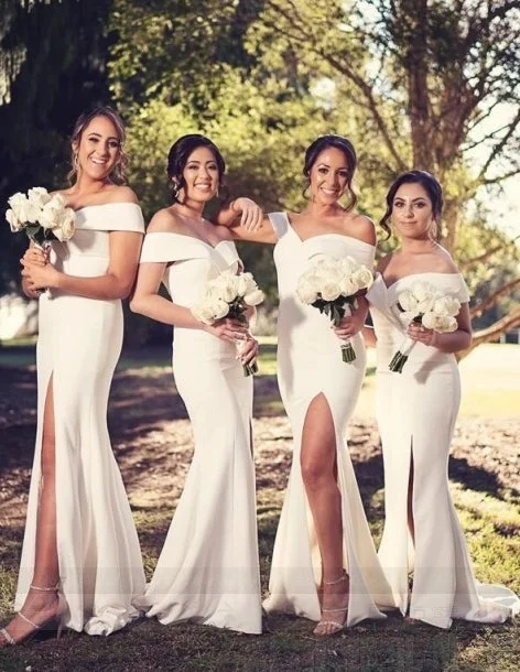 Hot Savings Alert Sexy UK Bridesmaid Dresses White Off The Shoulder Boho Wedding Guest Dress