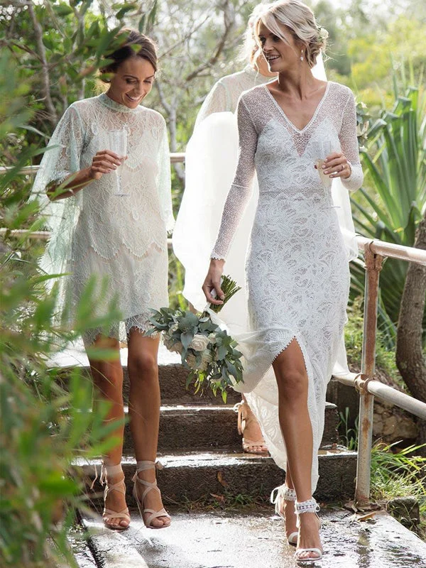 Crazy Price Cuts Sexy Wedding Dresses Sweep/Brush Train Sheath Column White Lace Bridal Gown JKW150 Crazy Price Cuts Sexy Wedding Dresses Sweep/Brush Train Sheath Column White Lace Bridal Gown JKW150