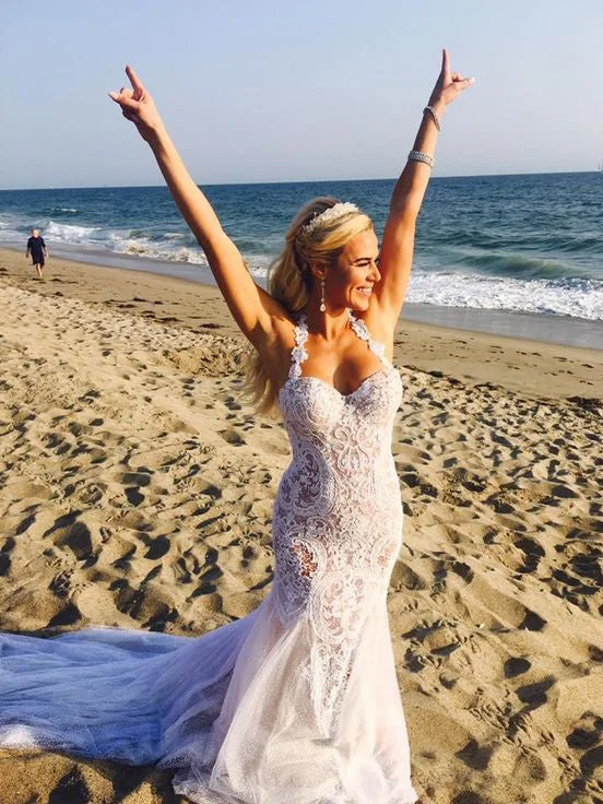 Weekend Bargain Time Sexy Wedding Dresses Trumpet Mermaid Appliques Halter Tulle White Bridal Gown JKW139 Weekend Bargain Time Sexy Wedding Dresses Trumpet Mermaid Appliques Halter Tulle White Bridal Gown JKW139