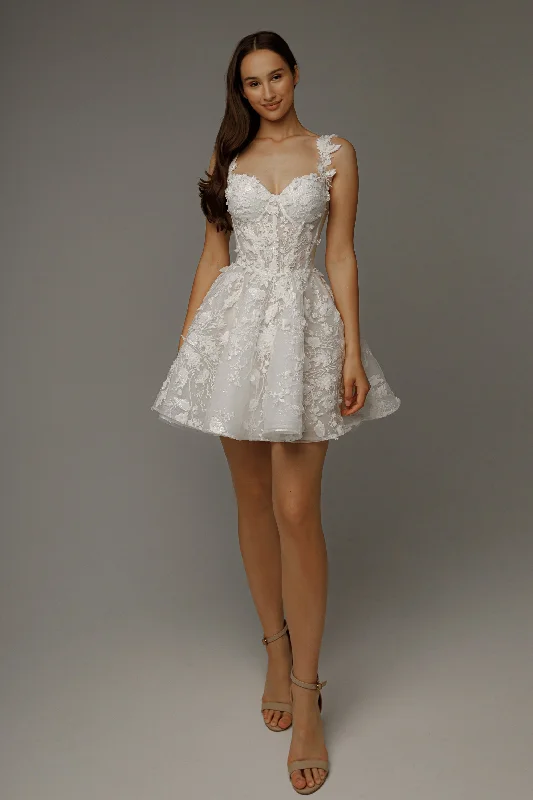 Weekend Exclusive Discounts Short Floral Lace Wedding Dress Selkie