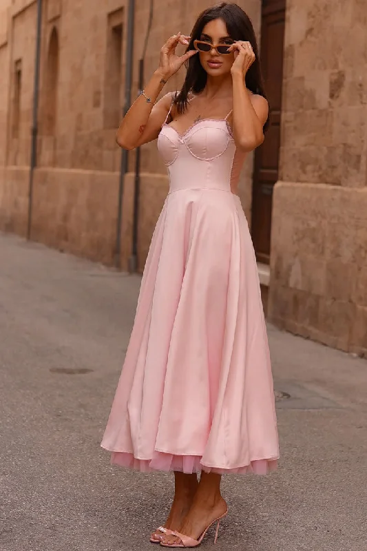 Exclusive Deals Silky Satin Bustier Fit & Flare Tulle Trim Pocket Corset Cocktail Midi Sundress Exclusive Deals Silky Satin Bustier Fit & Flare Tulle Trim Pocket Corset Cocktail Midi Sundress