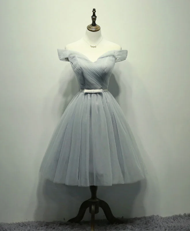Weekend Sale Extravaganza Simple Gray Tulle Short Prom Dress, Gray Tulle Bridesmaid Dress Weekend Sale Extravaganza Simple Gray Tulle Short Prom Dress, Gray Tulle Bridesmaid Dress