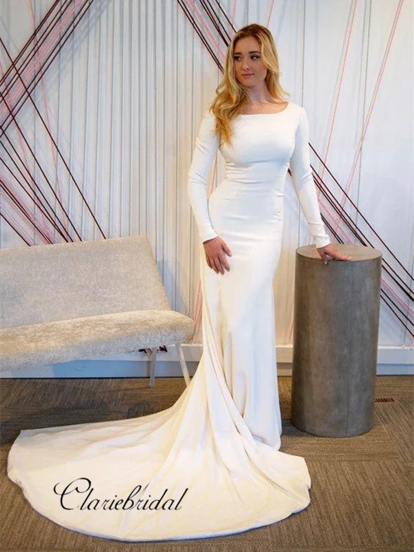 Weekend Special Sale Simple Long Sleeves Wedding Dresses 2019 Spring, Popular Wedding Dresses Weekend Special Sale Simple Long Sleeves Wedding Dresses 2019 Spring, Popular Wedding Dresses