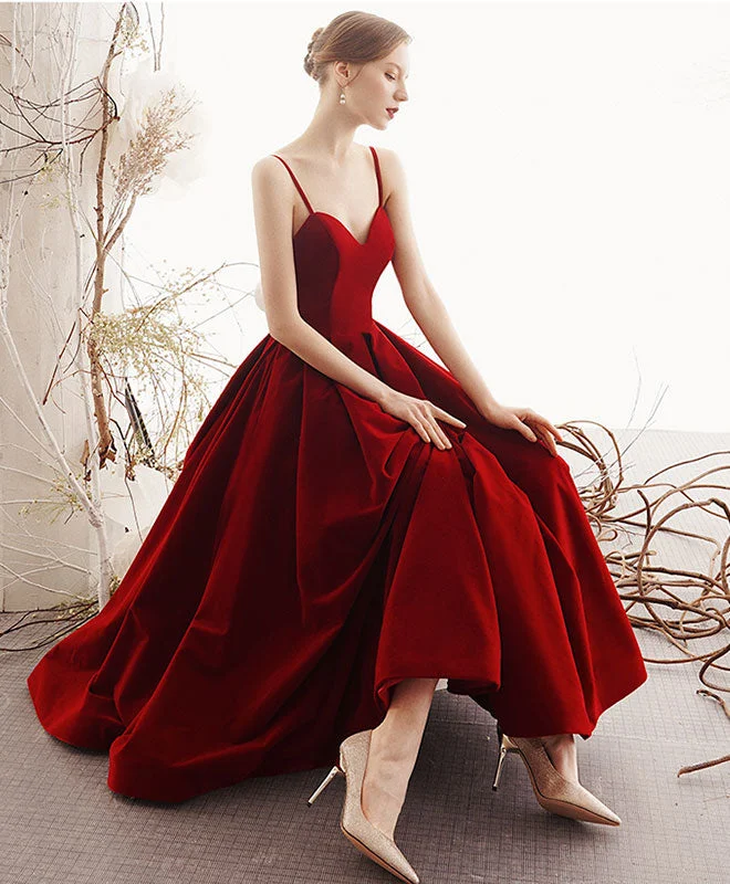 Weekend Shopping Rush Simple sweetheart satin burgundy prom dress, burgundy evening dress