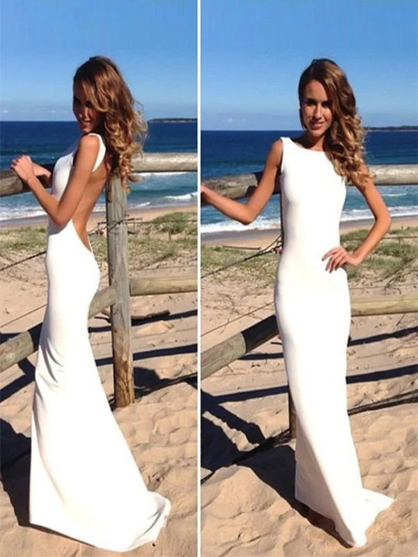 Grab It Now Simple White Backless Long Mermaid Prom Dresses, Sexy Sleeveless Formal Evening Dresses Grab It Now Simple White Backless Long Mermaid Prom Dresses, Sexy Sleeveless Formal Evening Dresses