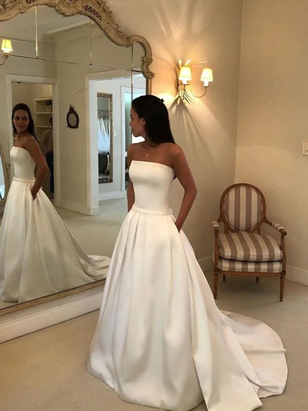 Weekend Only Sale Simple white satin long prom dress, white evening dress with pocket Weekend Only Sale Simple white satin long prom dress, white evening dress with pocket